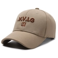 Khaki baseball cap with V.V.I.G 3D embroidery and durable woven fabric texture - Coffee