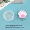 Cat paw silicone mold with pink-and-white 3D finished product and size measurements - 6718-Transparent (Smooth Surface)