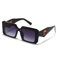 Modern flat top sunglasses in black with purple gradient lenses and tortoiseshell trim - Black Frame Gradient Grey