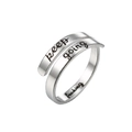 Close-up of adjustable stainless steel ring with keep going and fucking engravings - Keep Going Style (047) / Steel