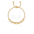 Bracelet ajustable en acier doré avec perles en cristal, longueur totale de 23 cm - E422-Or