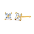 S925 silver needle clover flower earrings with brilliant micro-set cubic zirconia - Gold (White Zirconia)