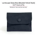 Dark blue pearl velvet jewelry pouch with snap button closure for rings and necklaces - 横版款(9.5cm*7.5cm) / Dark Blue
