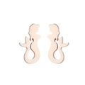 Detailed view of mermaid silhouette stud earrings in rose gold finish on white background - Mermaid / Rose Gold