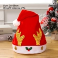 Red Christmas hat with golden sequin antlers and plush white trim in 28x38cm size - Adult Plush Gold Reindeer Antlers Hat