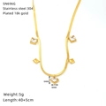 Detail of 18K gold plated snake chain with zircon pendant and technical size specifications - Square Zirconia Pendant Style (SN696G)