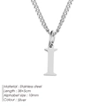 Minimalist stainless steel necklace featuring a silver capital letter I alphabet pendant - Letter Style(I) (CDNP014) / Silver