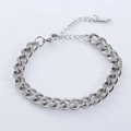 Zilveren cubaanse schakelarmband met diamantaccenten en verstelbare karabijnsluiting - Staalkleur
