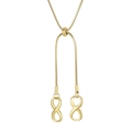 Gold plated snake chain necklace featuring infinity pendants and adjustable sliding bead - Gold Color (KN202592-Z)