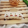 Creamy resin hair claw clip with sparkly cherry rhinestone patterns for women - Off White