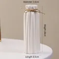 Modern white ceramic vase with vertical ridges and twine bow detail, height 18cm - Smooth Folding (18cm)