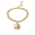 Bracciale a catena cubana dorata con ciondolo a leopardo e zirconi bianchi e neri - Leopardo cavo