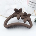 Deep brown matte flower hair claw clip with half-circle hollow design for women - Coffee