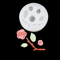 Molde de silicona para resina DIY y fondant con formas de rosa, hoja y rama - Pequeño (17-195) / Transparente