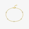 Elegant gold-tone S925 sterling silver bracelet with sparkling round-cut clear zircons - 925 Silver / 18K Gold