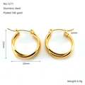 Golden double-layer twisted hoop earrings in 18k gold-plated stainless steel - Twisted Hoop Style (ZX1271)