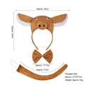 Brown pig costume set with plush ears headband, bow tie, and tail for kids performance - 3D Brown Pig 3-Piece Set (Headband+Bowtie+Tail)