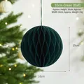 Dark green 10cm honeycomb paper ball ornament for Christmas tree festive decoration - 10cm Round Ball / Green