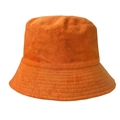 Detailed close-up of orange bucket hat featuring premium terry cloth fabric texture - M (56-58cm) / Orange