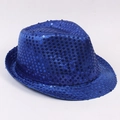 Sparkling royal blue sequin jazz hat for stage performances and parties - Sapphire Blue / 54CM (Kids Style)