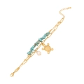 Double-layer stainless steel turtle and pearl bracelet with turquoise beads and gold chain - Sea Turtle Style (1# Sea Turtle)