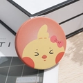 Portable mini round makeup mirror featuring cute yellow cartoon chick design - Chicken Head