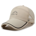 Berretto sportivo beige ad asciugatura rapida con pannelli in mesh e logo montagna - Cachi