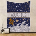 Detailed view of Aquarius constellation tapestry with gold stars on deep blue fabric - Aquarius / 73X95CM Brushed Fabric