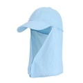 Light blue outdoor sun hat with neck flap and breathable mesh for fishing and hiking - Blue