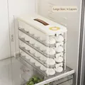 Four-tier transparent food storage box for fridge with handle and date dial - Large - 4 Layers / Cream White
