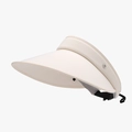 Beige foldable ice silk sun visor with wide brim and adjustable strap for UV protection - Adjustable / Beige