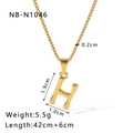 Detailweergave van de 18k vergulde ketting met H-hanger en de technische specificaties - H(NB-N1046)