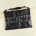 Large black PU leather makeup brush pouch with multiple slots and adjustable waist strap - 26-Hole Waist Bag
