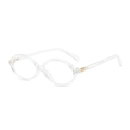 Retro oval glasses with transparent frames and elegant gold metal temple accents - Transparent White Frame Anti Blue Light C10