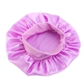 Detail view of purple satin hair bonnet showing the smooth texture and elastic wide band - One Size / Light Purple