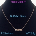 Collar MAMA de acero inoxidable en oro rosa con cadena de 450x1,3mm en busto negro - Oro rosa