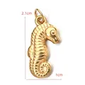 Golden seahorse pendant 2.1cm height with horizontal texture details for jewelry DIY - BXGPJ085-Seahorse Pendant