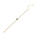 Bracciale placcato oro con pietra preziosa verde a goccia e dettagli in zirconi bianchi - Stile Goccia d'Acqua