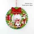 36cm Merry Christmas wreath ornament with Santa, snowman and reindeer details - 35cm Wreath-Bow Snowflake Santa