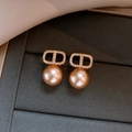Elegant gold CD earrings with pavé crystals and round pink pearl pendants - 301# Gold - Champagne