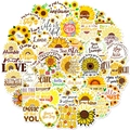 Détails de 50 autocollants tournesols imperméables avec des citations inspirantes - 50 Pcs Citations Inspirantes de Tournesol