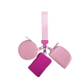 Detailansicht des rosa 3-in-1 Nylon-Armbandbeutels mit Münzfach und Kartenhalter - Verbessertes Runde, Halbkreis Und Rechteck Taschen / Rosa