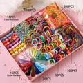 Comprehensive girls hair accessories gift set with clips and ties in pastel macaron colors - 780-Piece Boxed Set