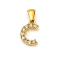 Pendentif lettre C en acier inoxydable doré serti de pierres de zircon brillantes - Lettre C (SP148G-C)