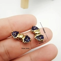 Blue enamel vajra pendant charm for DIY necklaces with 19mm length and 9mm width - Blue Enamel Pendant Pair (27#) / 1 Pair Pack / Gold with Royal Blue Enamel