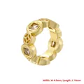 Macro shot of 4mm honeycomb coin bead with gold plating and square zircon inlay - Style E: Hollow Coin Pattern (VZ432B1) / 4*10mm / Gold