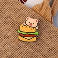 Cute cartoon bear on a hamburger acrylic brooch for bags and clothing decoration - Burger Bear