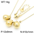 Gold stainless steel necklace with three bean pendants, weighing 14g, length 410mm - Gold Triple Beads Pendant Style (FKN286406-HM)