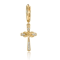 S925 sterling silver gold plated huggie earring with infinity cross pendant - Infinity Combined Cross Style (2726) - Single / Gold - Moissanite (#7)