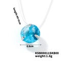 Sky blue cubic zirconia pendant on transparent fishing line necklace, 0.8cm stone size - Sky Blue (KSN00011SKB00)
